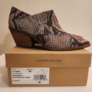 Lucky Brand Women's Taupe Multi Snakeskin Suede Ankle Boots